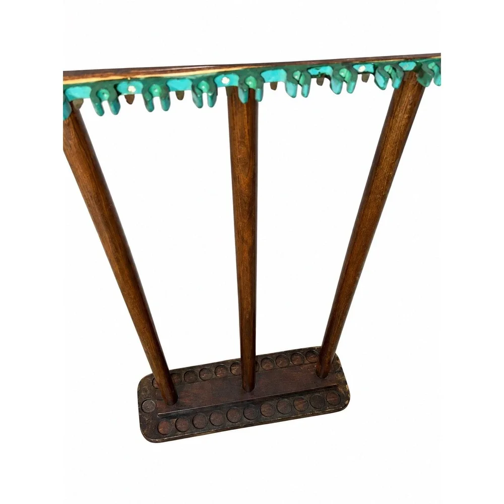 Vintage Wood Fishing Rod Rack Stand 3-Post Floor Display Holder 34